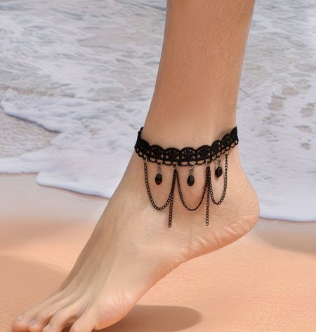 خلخال اسود دنتيل