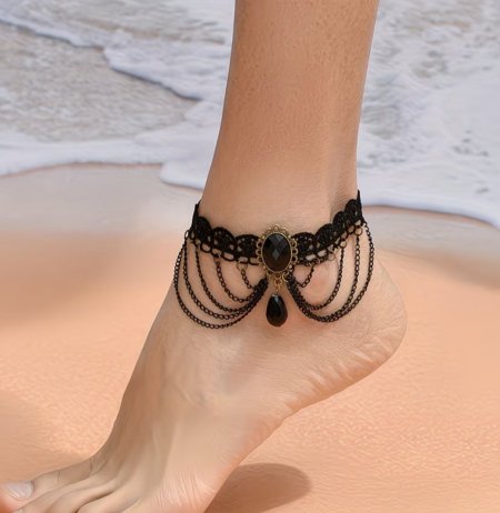 خلخال دنتيل اسود فاخر