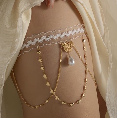 سنسال للفخذ مع دنتيل ابيض