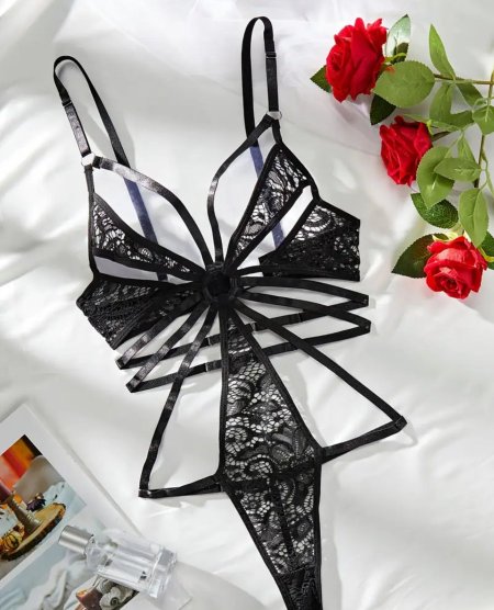 Black Illusion - Strappy Lace Teddy