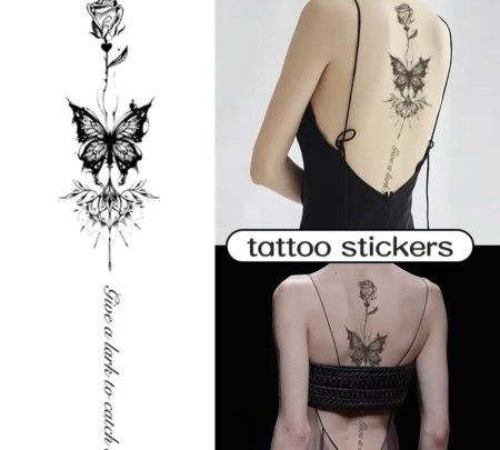تاتو الفراشة والوردة – Butterfly & Rose Tattoo
