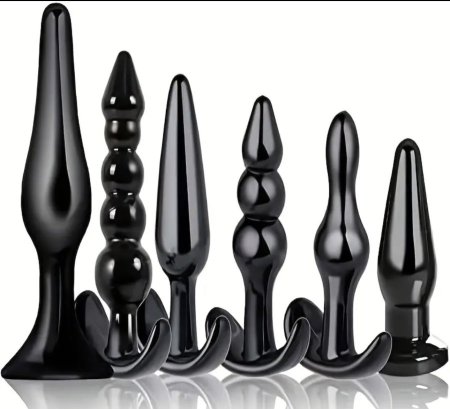 6-Piece Anal Plug Set – Black Silicone