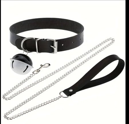 طوق مع جرس وسلسلة – Bell Collar with Leash Set