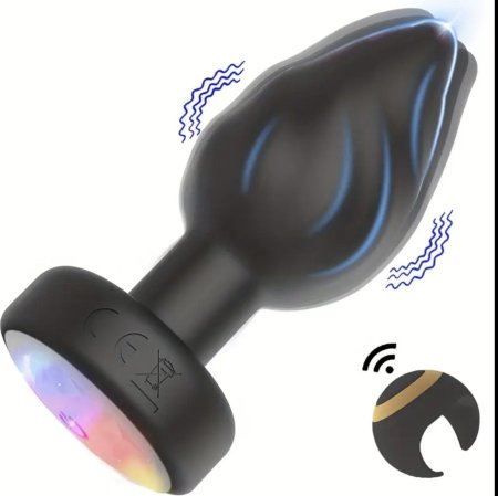 Plug اهتزازي أسود مع إضاءة LED