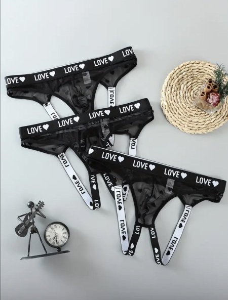 سترينغ رجالي شفاف LOVE – Men’s Sheer Love Strap String